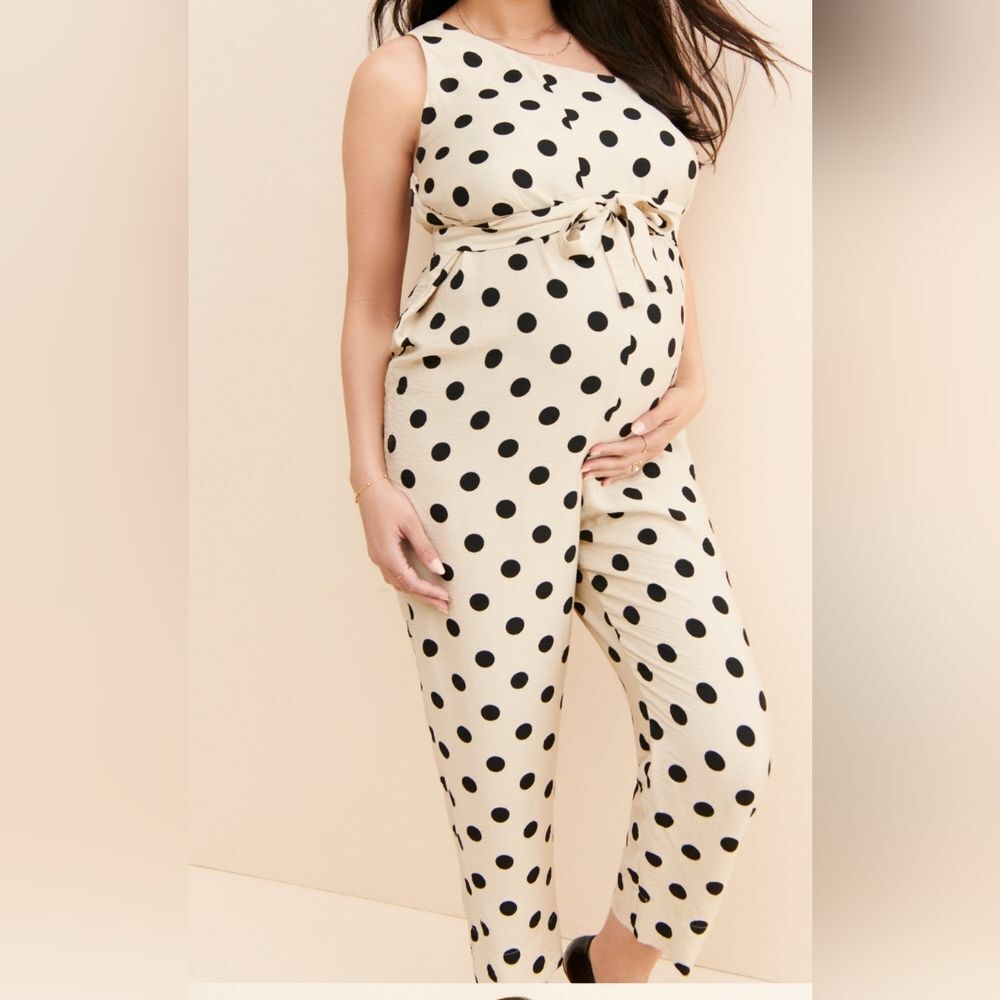 Hatch Shay Polkadot Maternity Jumpsuit Size 1 NWT Minimalist Lightweight Comfort